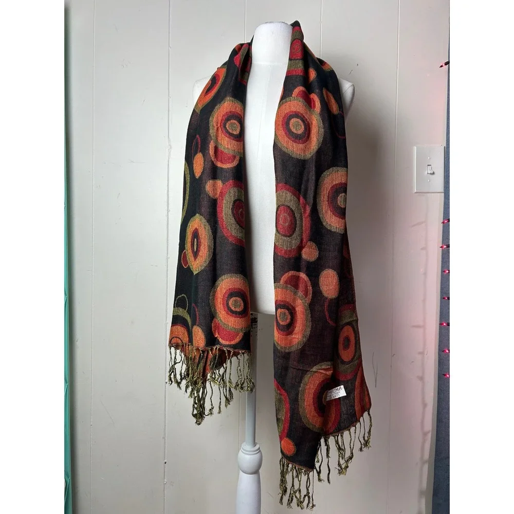 Pashmina Silk Blend Scarf Fringe Layering Autumn Fall Boho MCM Retro Layering